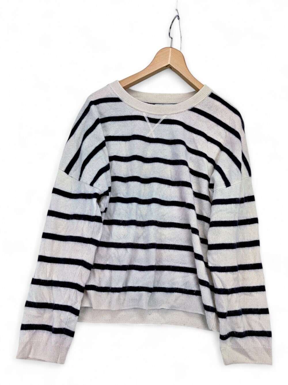 Rachel Zoe 2-Ply 100% Cashmere Striped Crewneck Sweater L